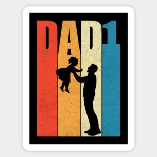 Vintage Retro Dad & Daughter Dad of One Sticker